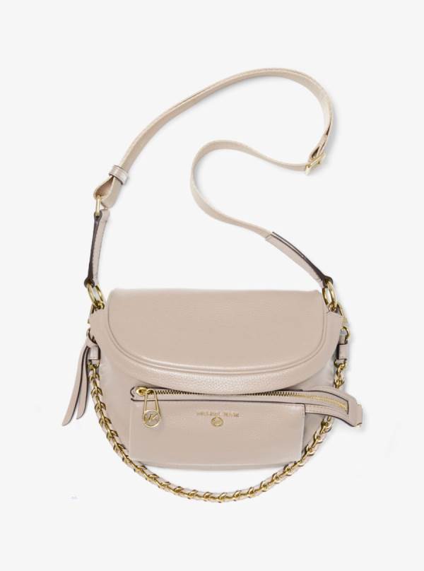 Damske Crossbody Kabelka Michael Kors Slater Medium Pebbled Leather Sling Pack Platina - Kabelky Michael Kors Levně | BILDO-1702